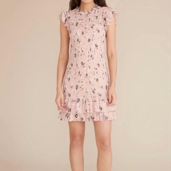 Veronica Beard Size 6 Cici Smocked Floral Mini Dress Ruffles Cottagecore - Picture 1 of 7